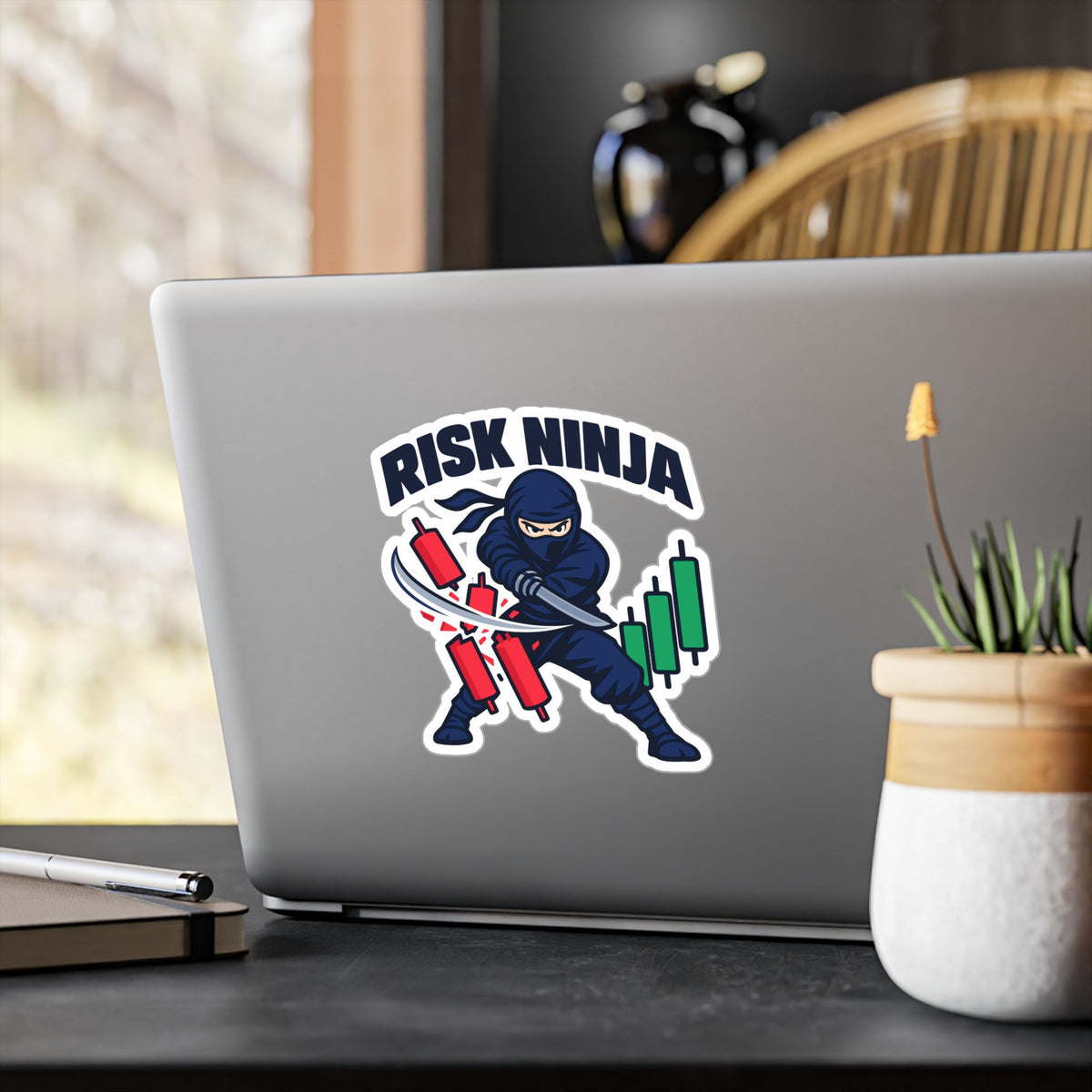 Day Trading Sticker - Risk Ninja Decals for the Stock Market and Forex Trader, Laptop and Water Bottle Decor