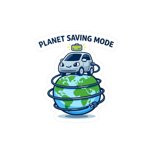 Electric Car Sticker Planet Saving Mode | Eco electric vehicle decal, Waterproof Vinyl decals for Laptop, Water Bottle, rechargeable battery theme