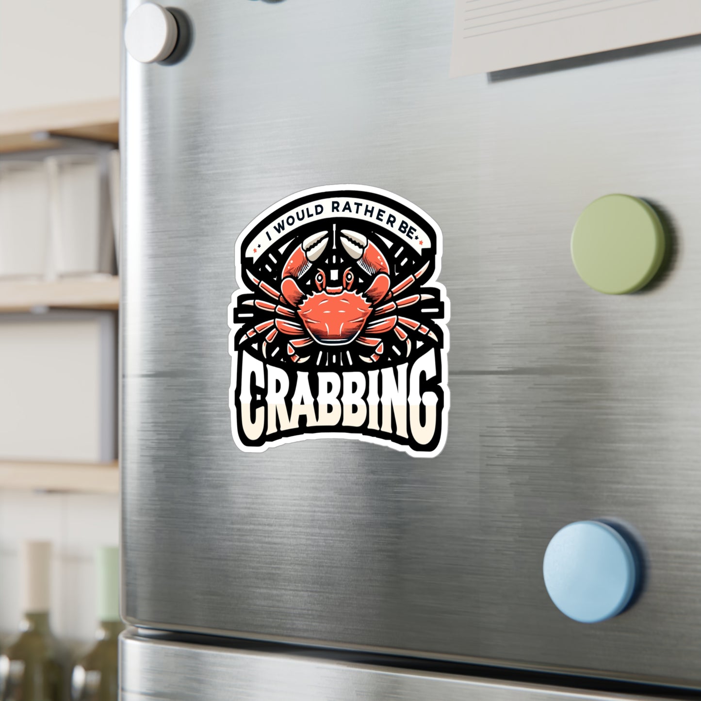 I Would Rather Be Crabbing - Crab Sticker for Laptop Sticker. Water Bottle Sticker, Vinyl Crabbing Decal - Crab Gift