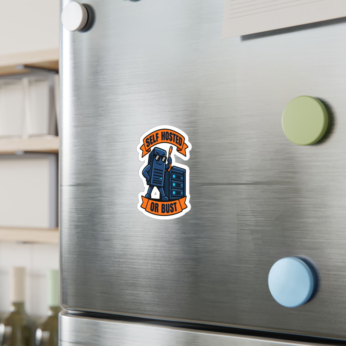 Server Sticker – Self Hosted Or Bust Sunglasses Design, Decals for Home Network Fans and Laptops