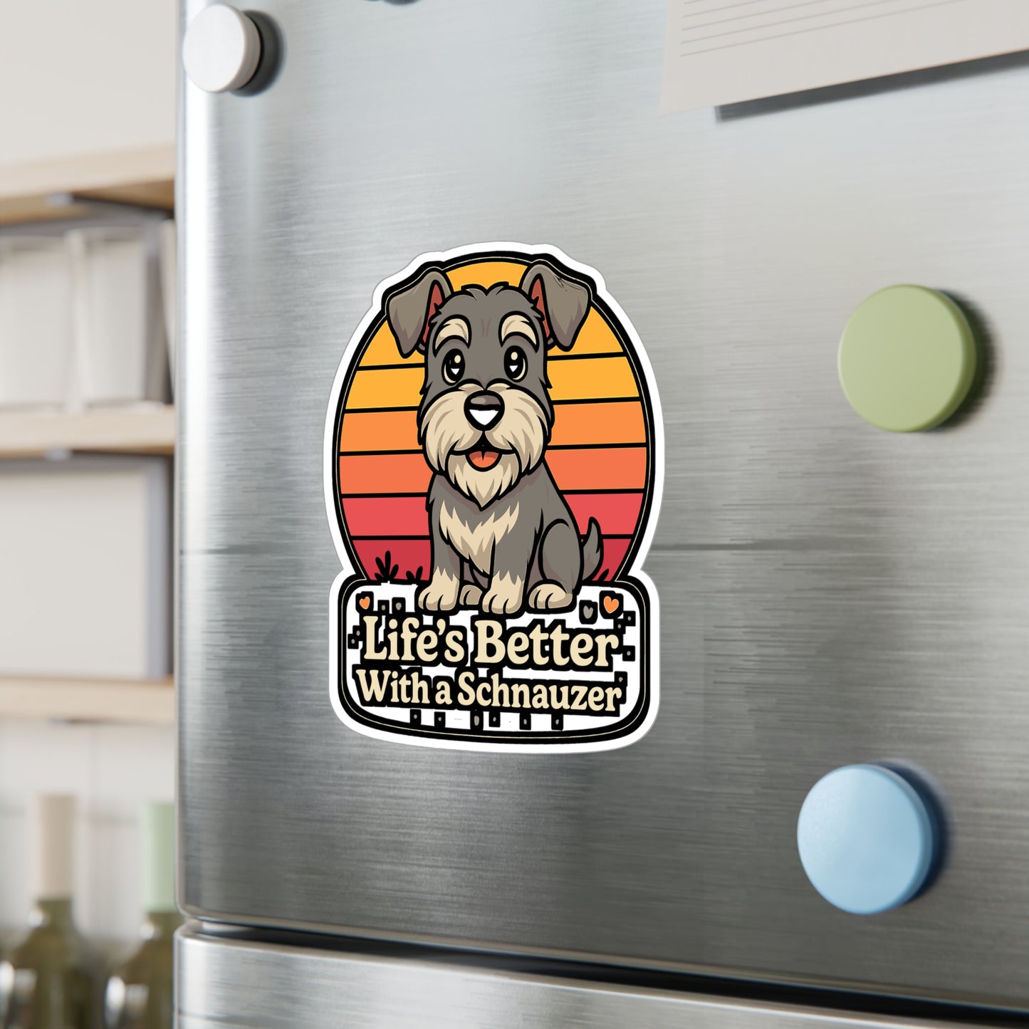 Schnauzer Sticker – "Life's Better With A Schnauzer" Decals, Loyal Pawprint Vinyl Decor for Laptop, Water Bottle, Waterproof