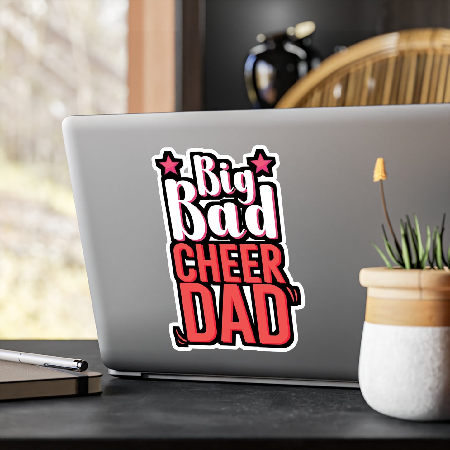 Big Bad Cheer Dad - Cheerleader Sticker for Wall, Laptop, Window, Truck, Car Cheerleader Gift Vinyl Cheerleading Decal Sticker