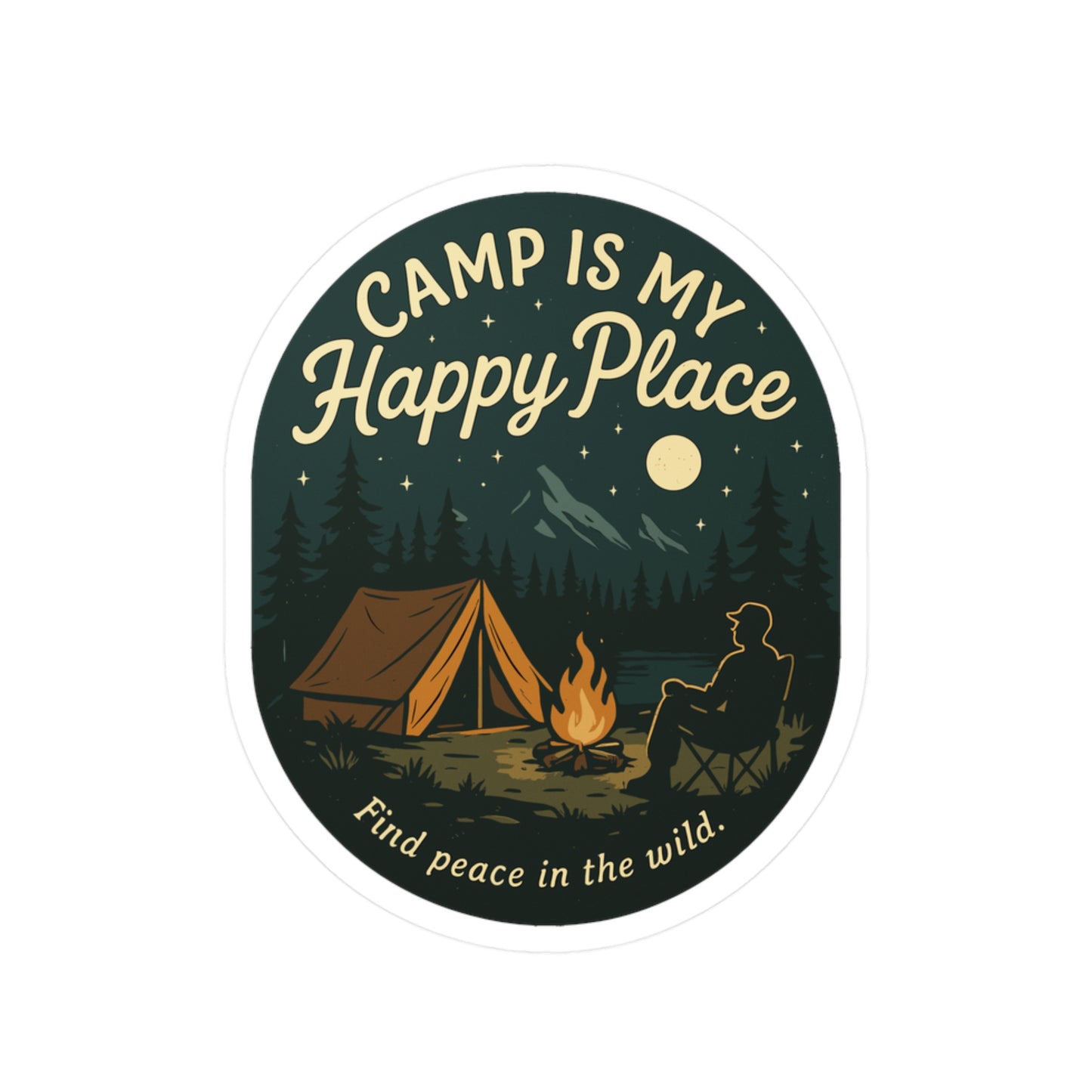 Camp Is My Happy Place – Camping Sticker for Water Bottles, Laptops, Outdoor Lovers – Gift for Campers & Nature Enthusiasts