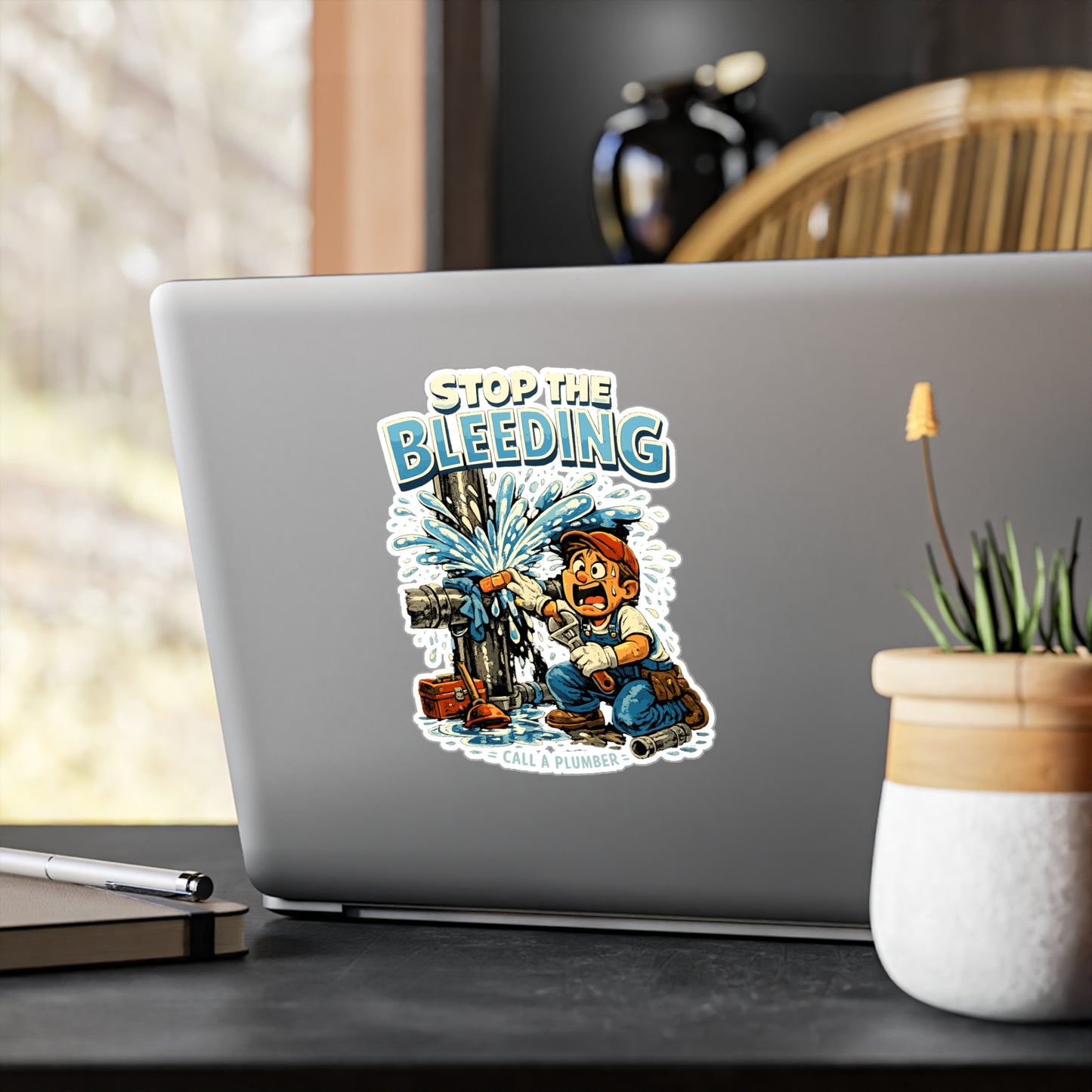 Plumber Sticker "Stop the Bleeding" Funny Plumbing Decals for Pipefitter & Steamfitter – Waterproof Vinyl for Laptop, Water Bottle