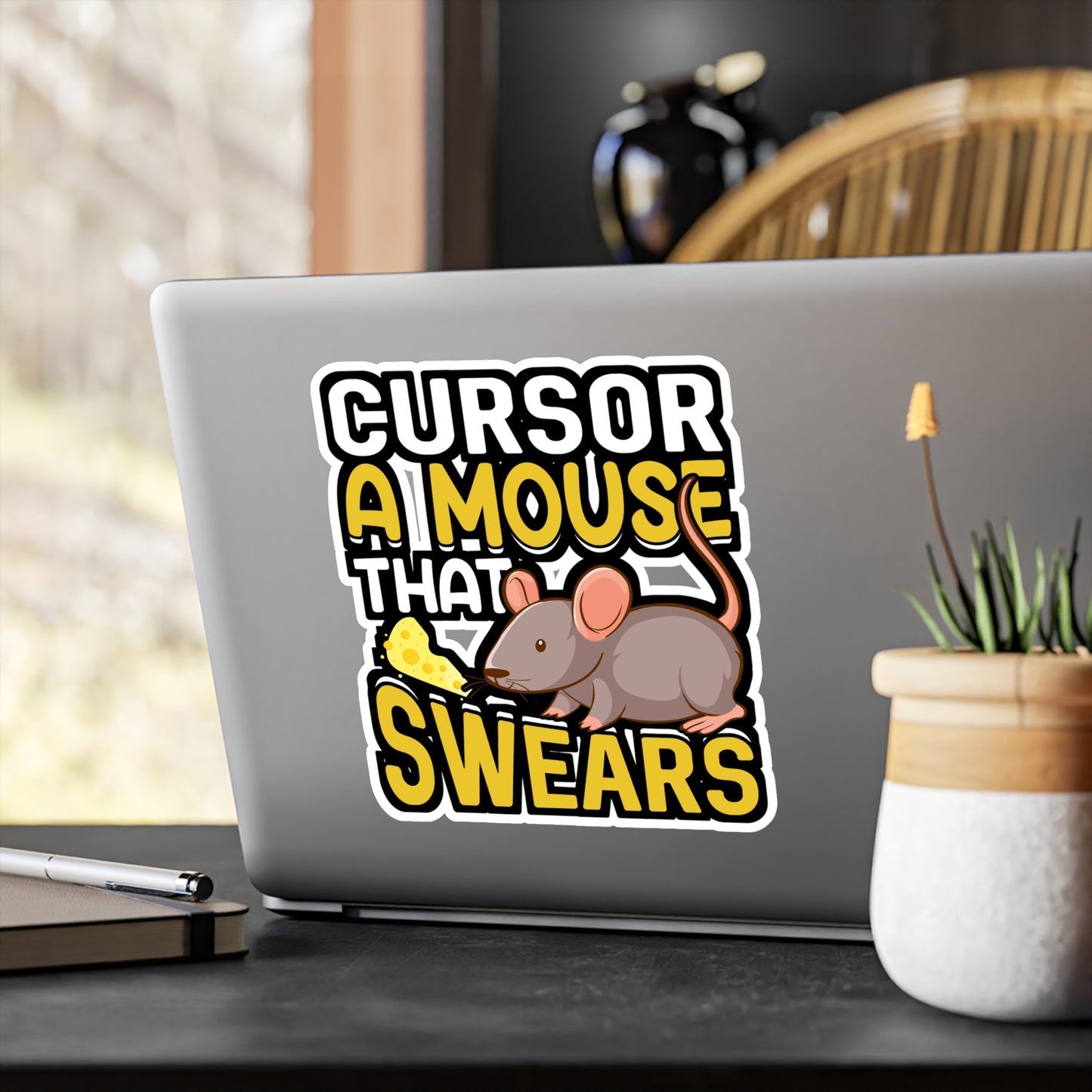 Cursor A Mouse That Swears - Rat Sticker for Car Window Laptop Sticker. Water Bottle Sticker, Vinyl Rats Decal, Pet Sticker - Rat Gift