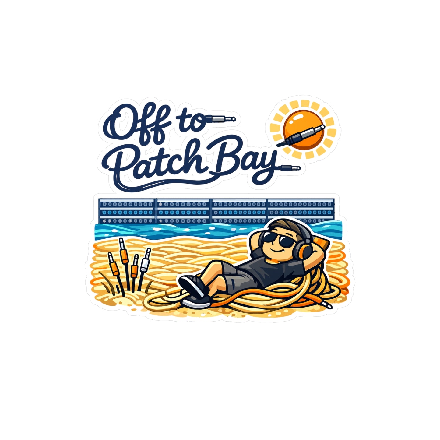 Audio Engineer Sticker Off to Patch Bay – Waterproof Vinyl decals for Laptop, Water Bottle