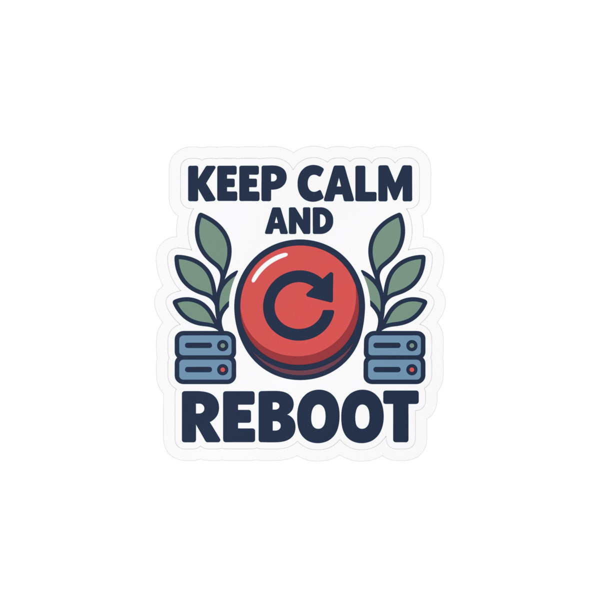 Tech Sticker - Keep Calm And Reboot, Button & Bandage Design Decals for Laptop or Water Bottle