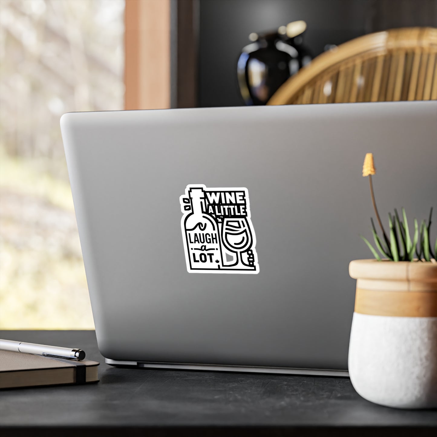 Wine a little, laugh a lot  - Drinking Sticker for Laptop Sticker. Water Bottle Sticker, Vinyl Wine Decal - Drinking Gift