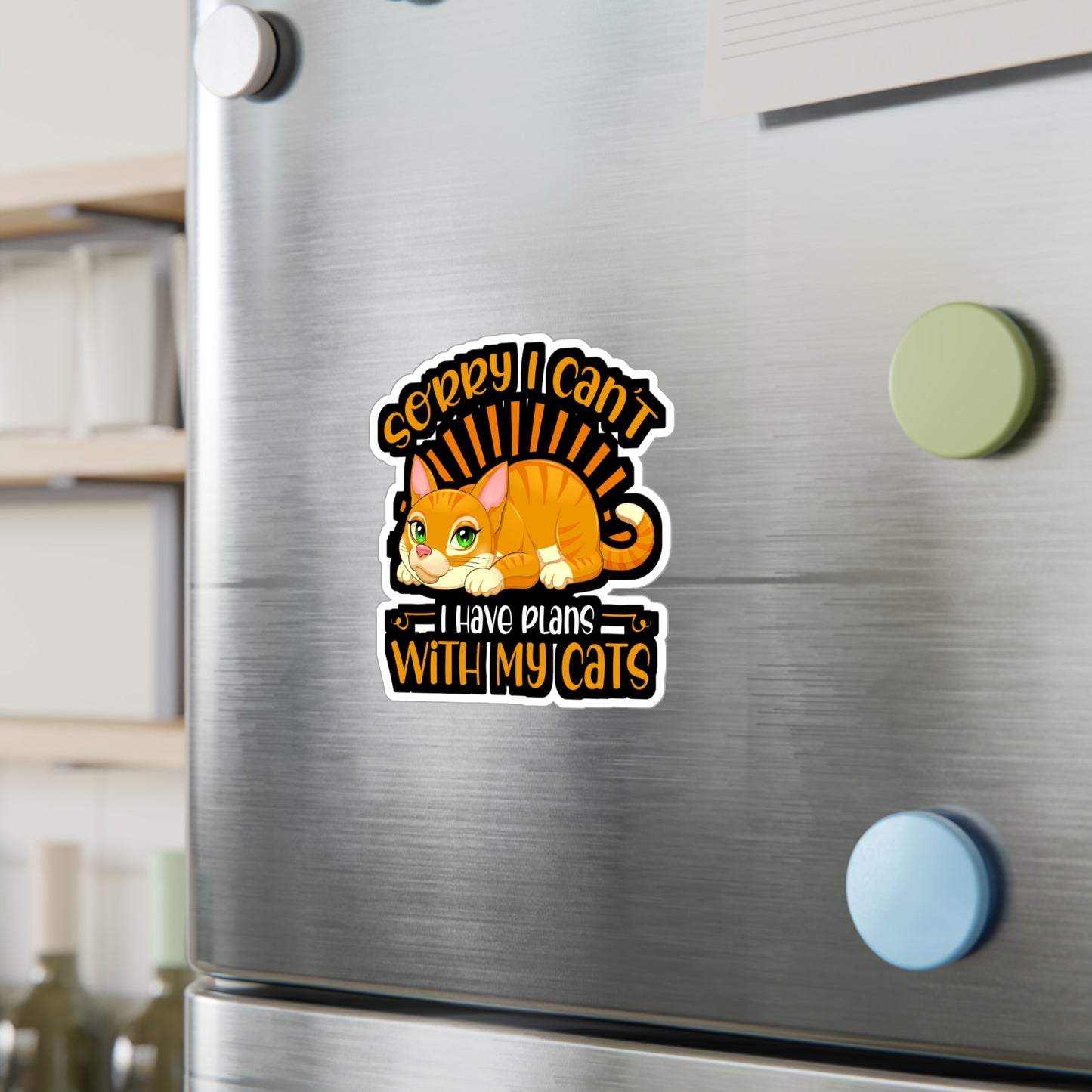 Sorry I Cant I have Plans With my Cats - Cat Sticker for Laptop Water Bottle Sticker, Vinyl Cats Decal - Cat Gift