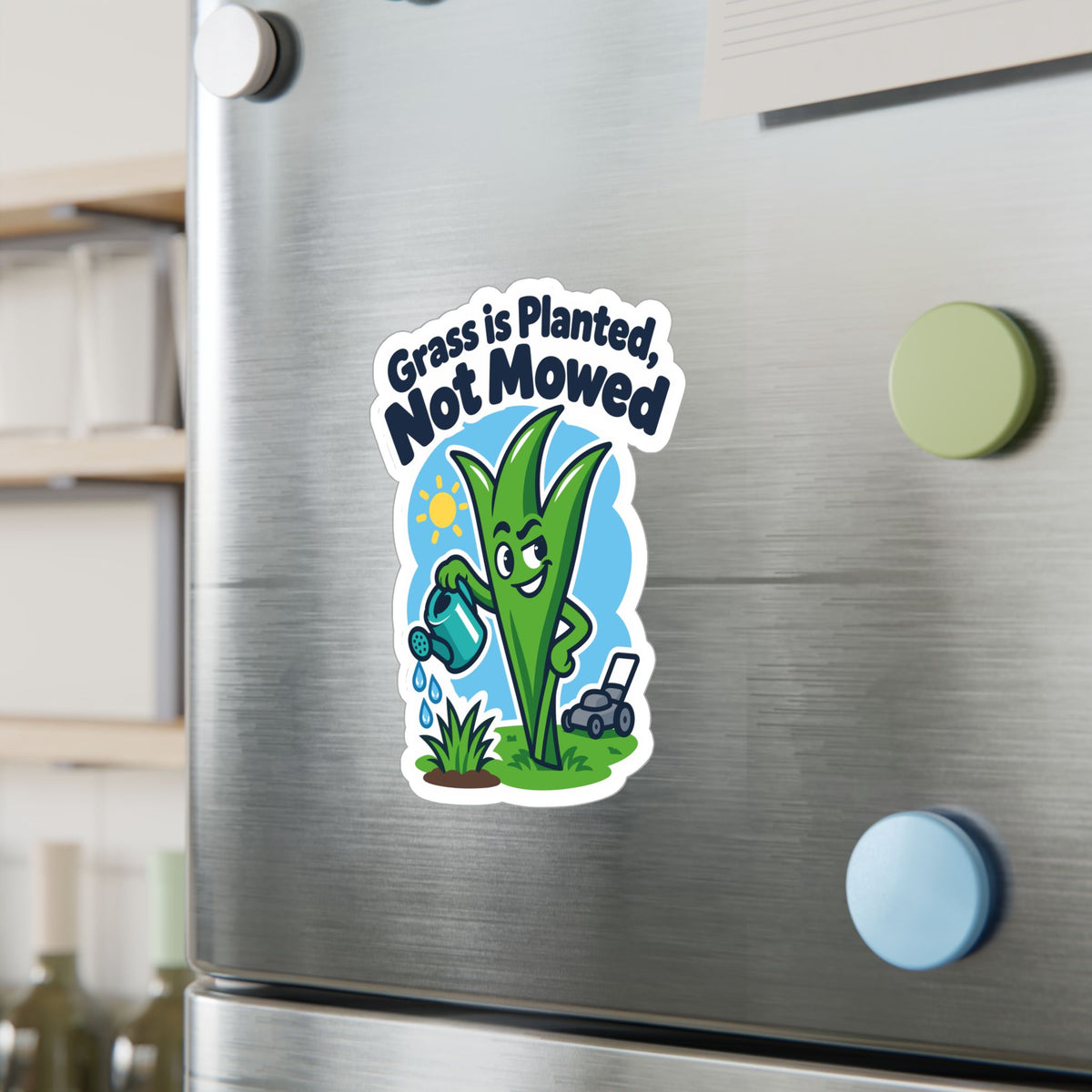 Plants Sticker - Grass is Planted, Not Mowed - Nature-Inspired Dandelion decals for Laptop or Water Bottle, Friendship Gift