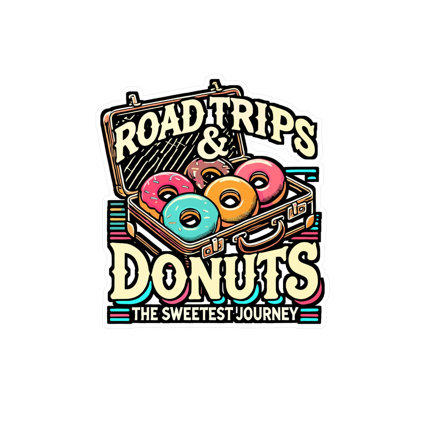 Road Trips and Donuts – Vinyl Decal for Laptop & Water Bottle | Road Trip Gift | Fun Donuts Sticker for Travel Lovers