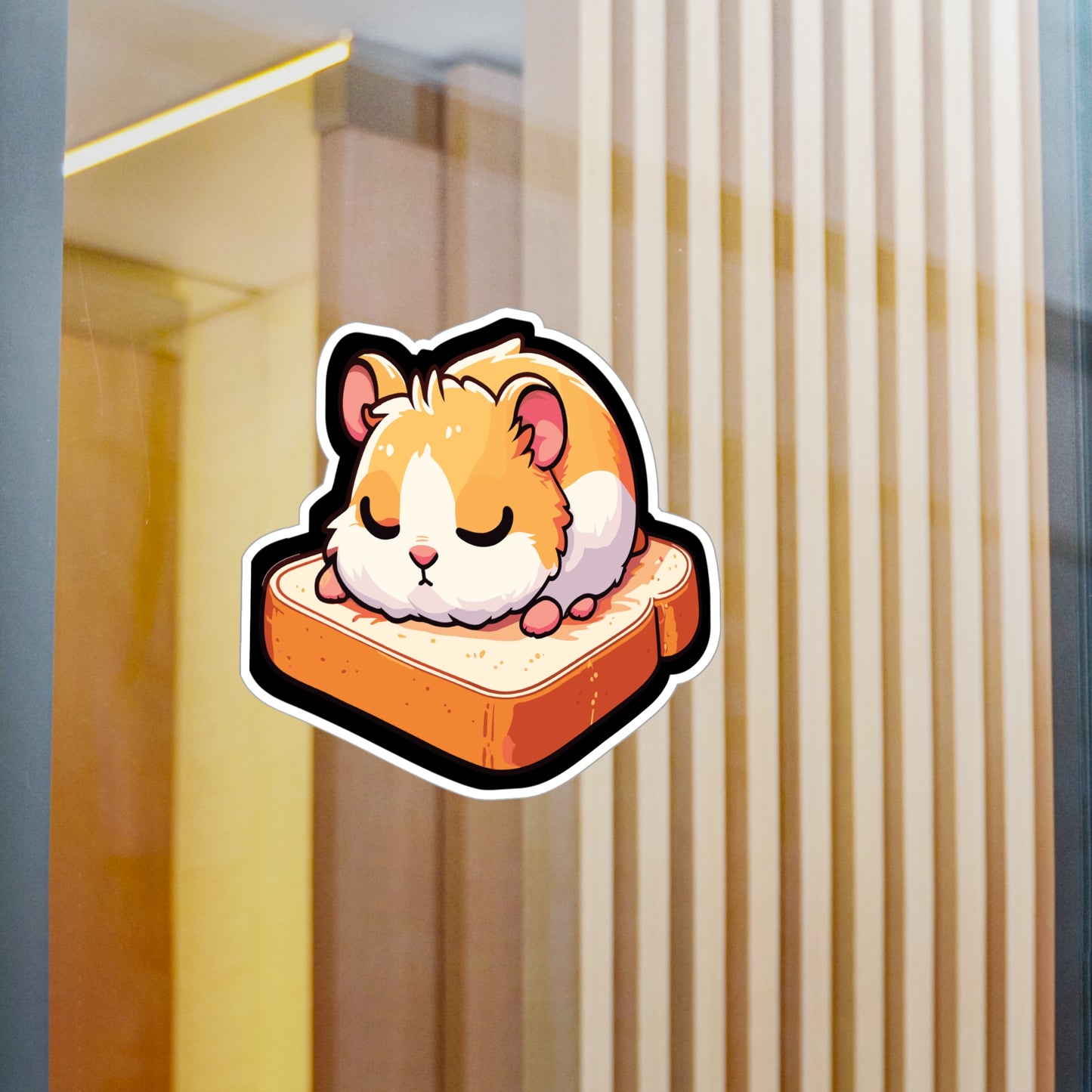 Hamster Sleeping on Toast - Hamster Sticker for Laptop Sticker. Water Bottle Sticker, Vinyl Toast Decal - Hamster Gift