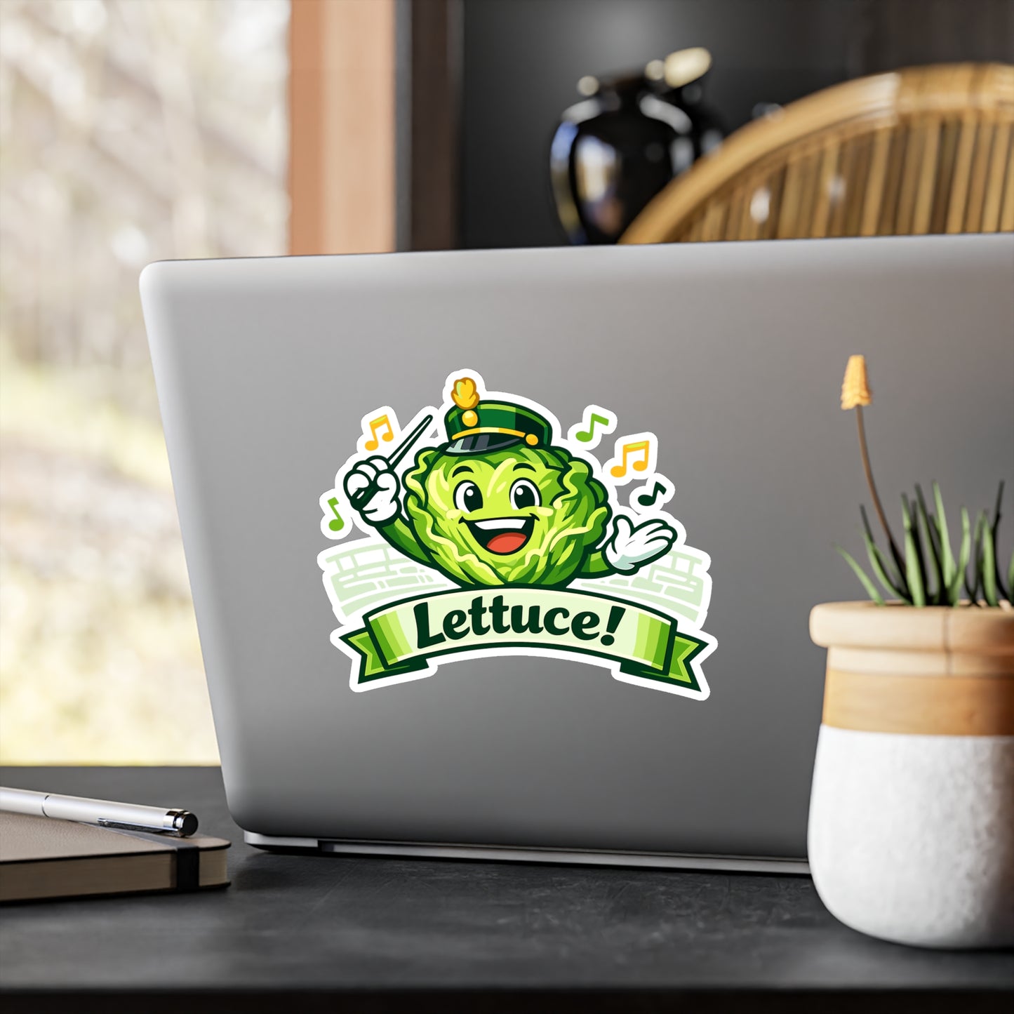 Marching Band Sticker Lettuce! Funny Drummer Band Director Mellophone Vinyl Waterproof Decals for Laptop Water Bottle