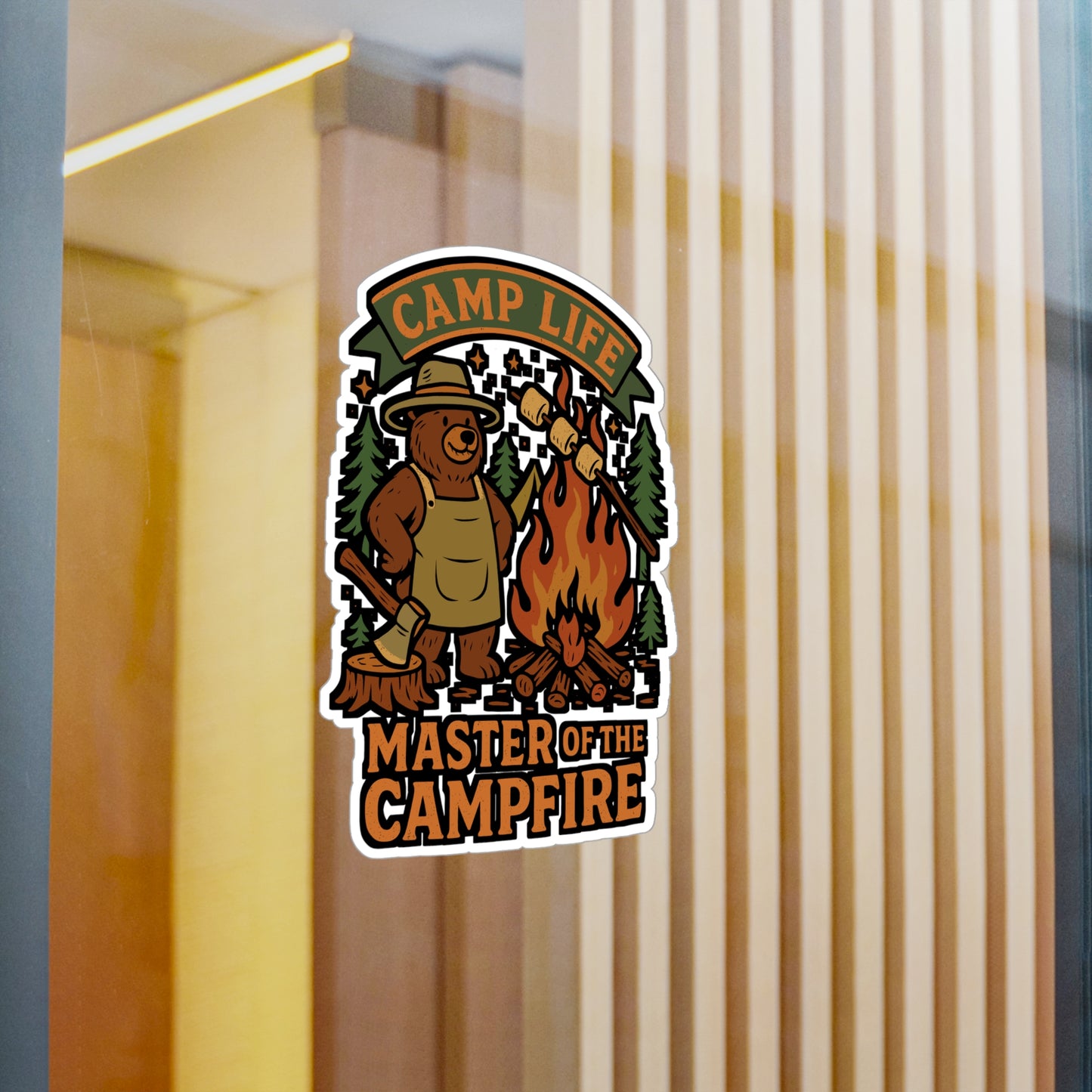 Camp Life Master Of The Campfire – Camping Sticker for Laptop, Water Bottle & Gear | Vinyl Campfire Decal, Outdoor Adventure Gift