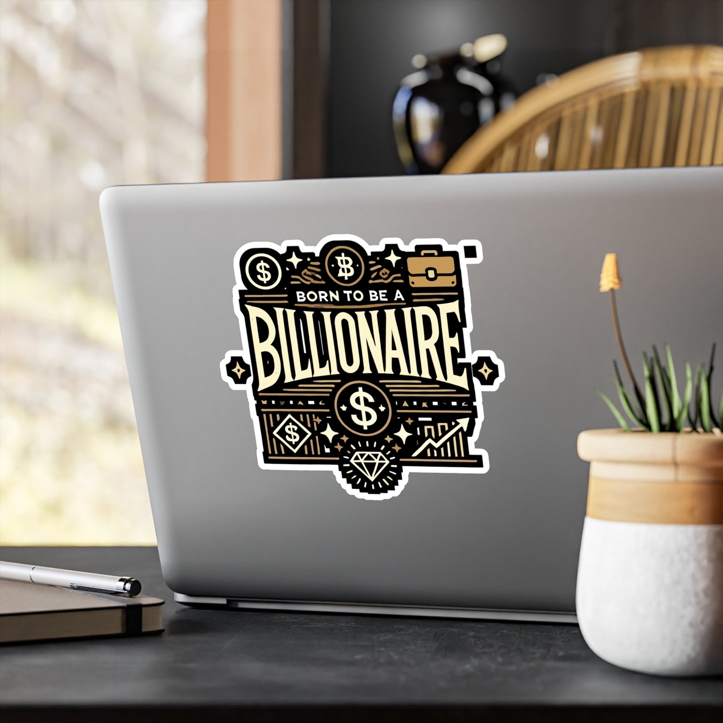 Born To Be A Billionaire - Entrepreneur Sticker for Laptop Sticker. Water Bottle Sticker, Vinyl Billionaire Decal - Entrepreneur Gift