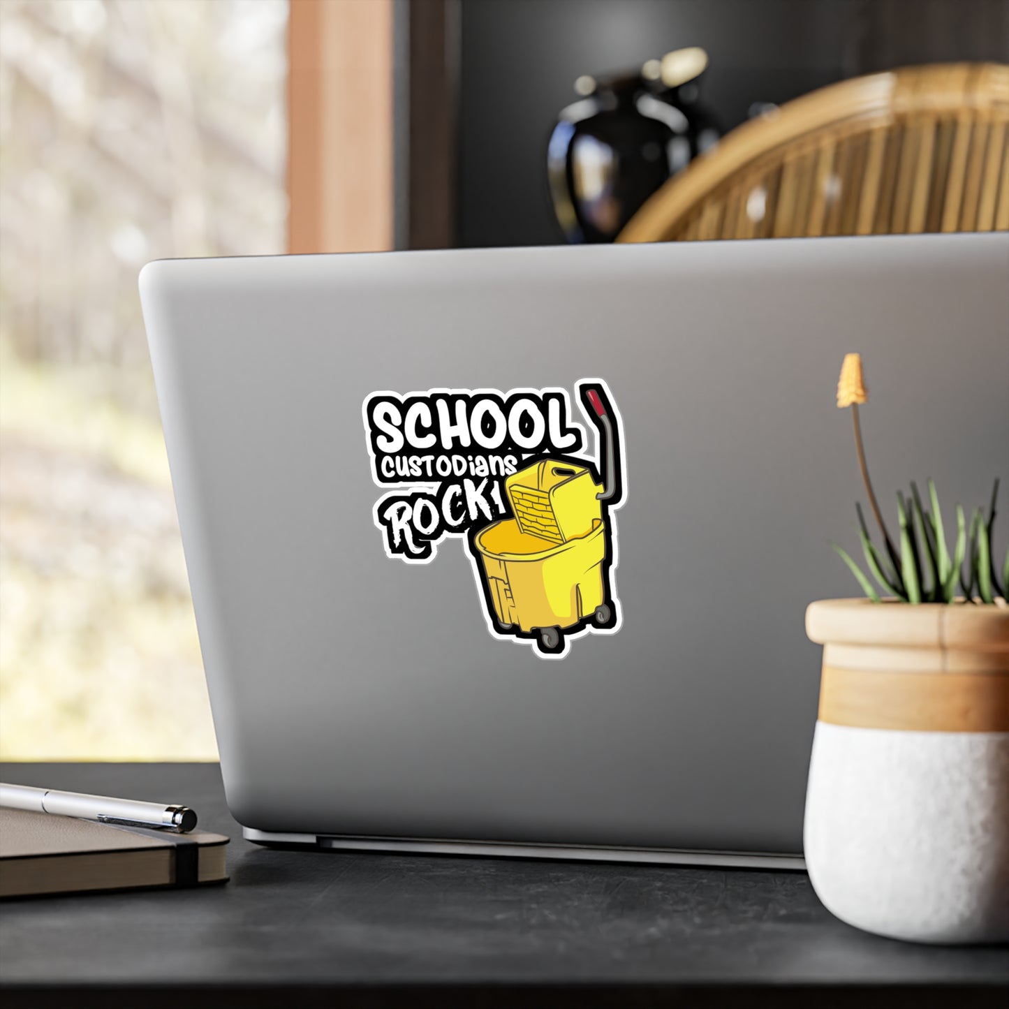 School Custodians Rock Janitor | Custodian Sticker | Housekeeping Decals | Housekeeper Laptop Sticker | Custodian Gift | Housekeeping Gift