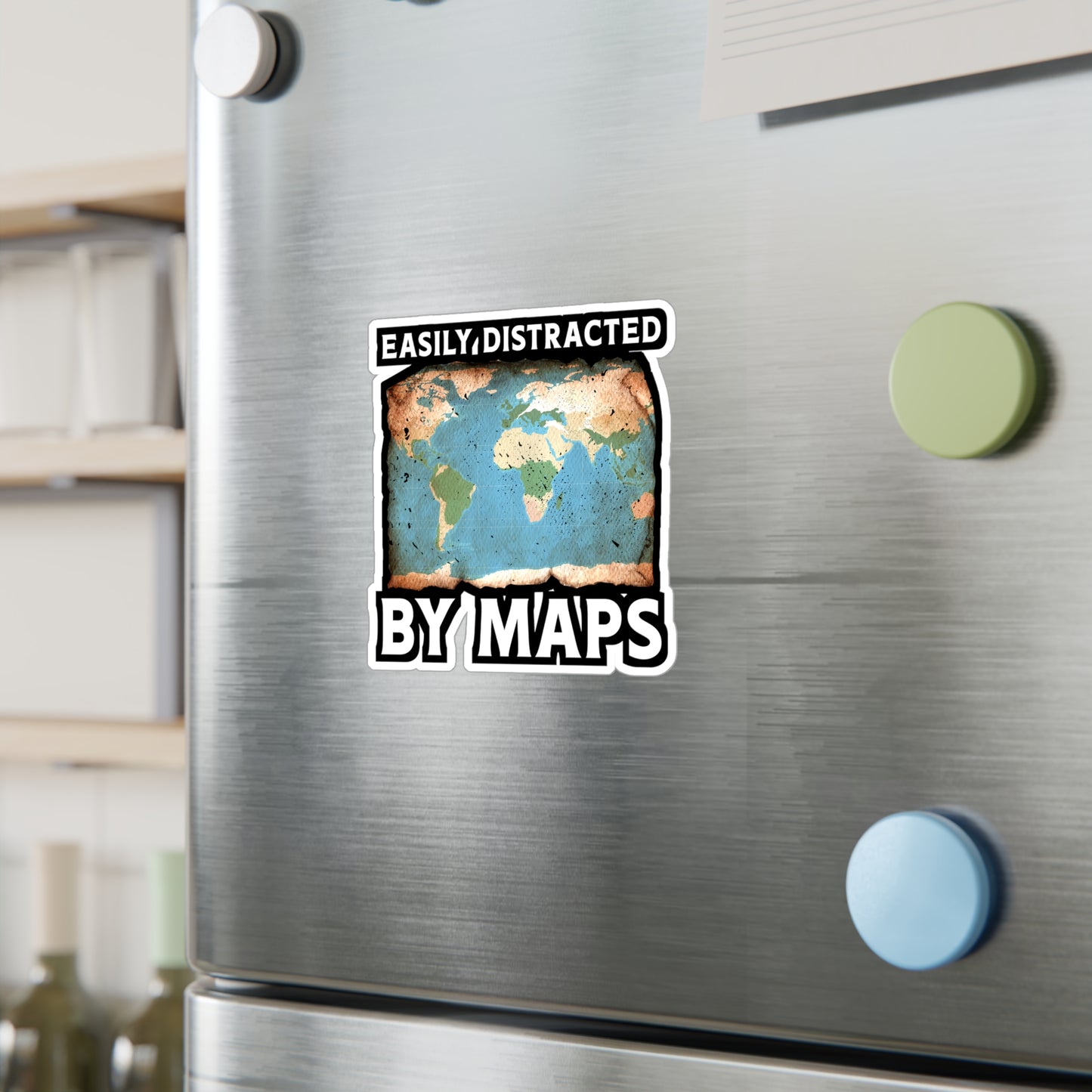 Easily Distracted By Maps | Geography Sticker | Geology Decals | Prehistoric Laptop Sticker | Geography Gift | Geology Gift