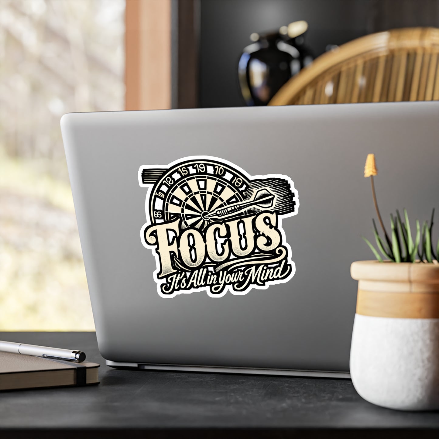 Focus It’s All In Your Mind – Dart Sticker for Laptop or Water Bottle | Funny Vinyl Dartboard Decal | Perfect Dart Gift