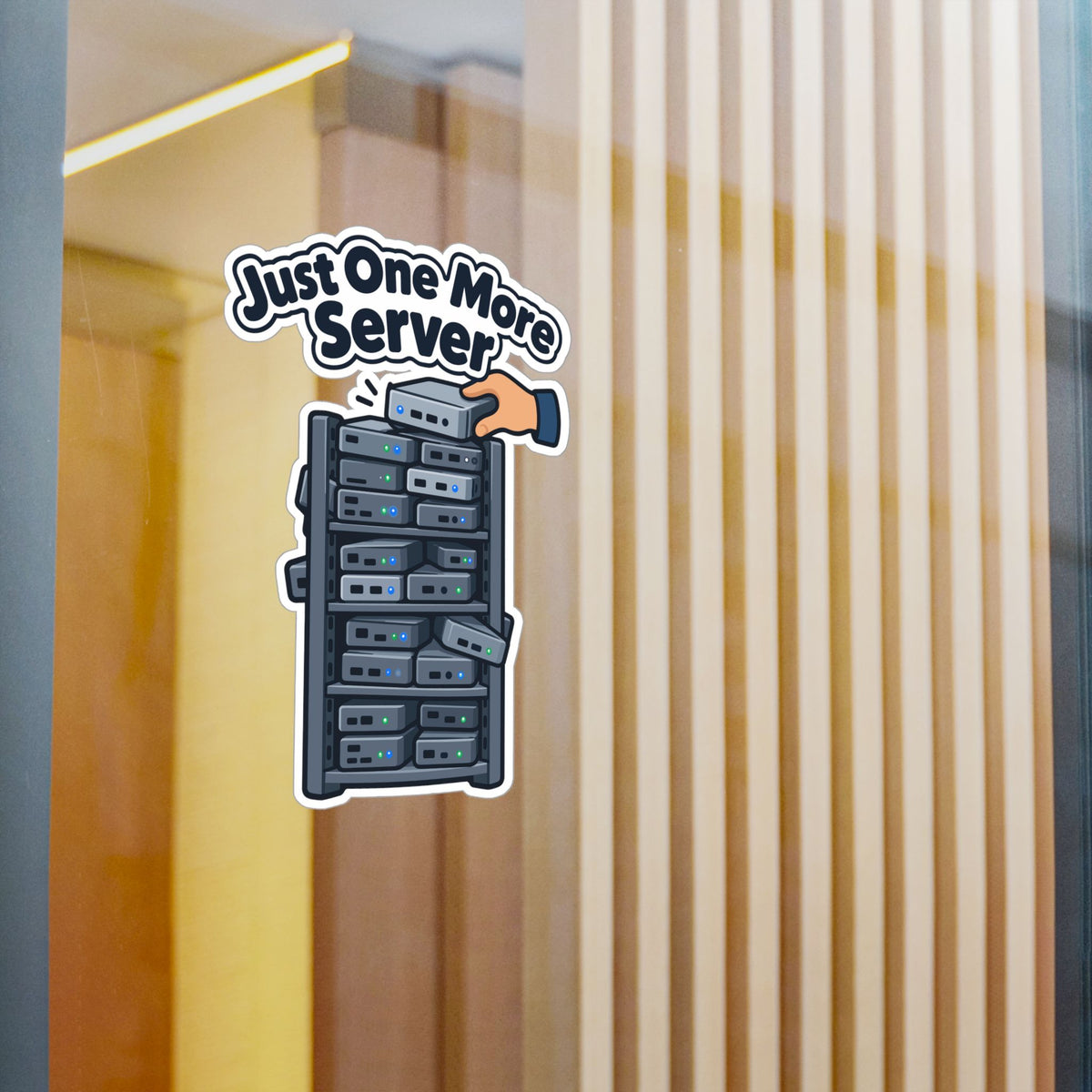 Server Sticker with Just One More Server Design – Decals for Rack Cabinets and Mini PCs
