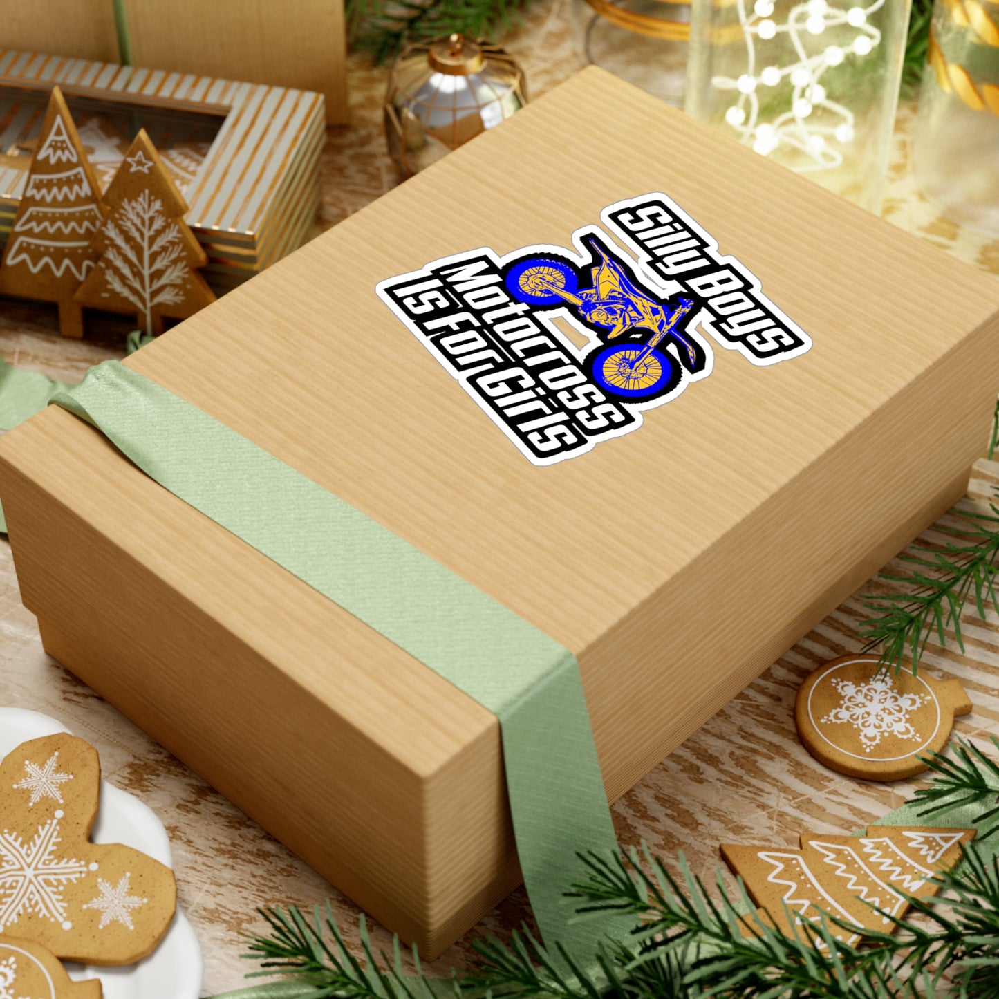 Silly Boys Motocross Is For Girls - Motorcycle Sticker for Laptop Sticker. Water Bottle Sticker, Vinyl Racing Decal - Motorcycle Gift