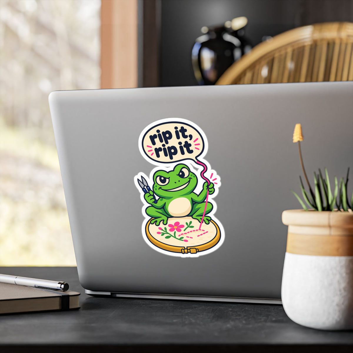 Embroidery Sticker - Rip It, Rip It Design for Needlework, Crafting and Stitching Fans, Decals for Laptop or Water Bottle