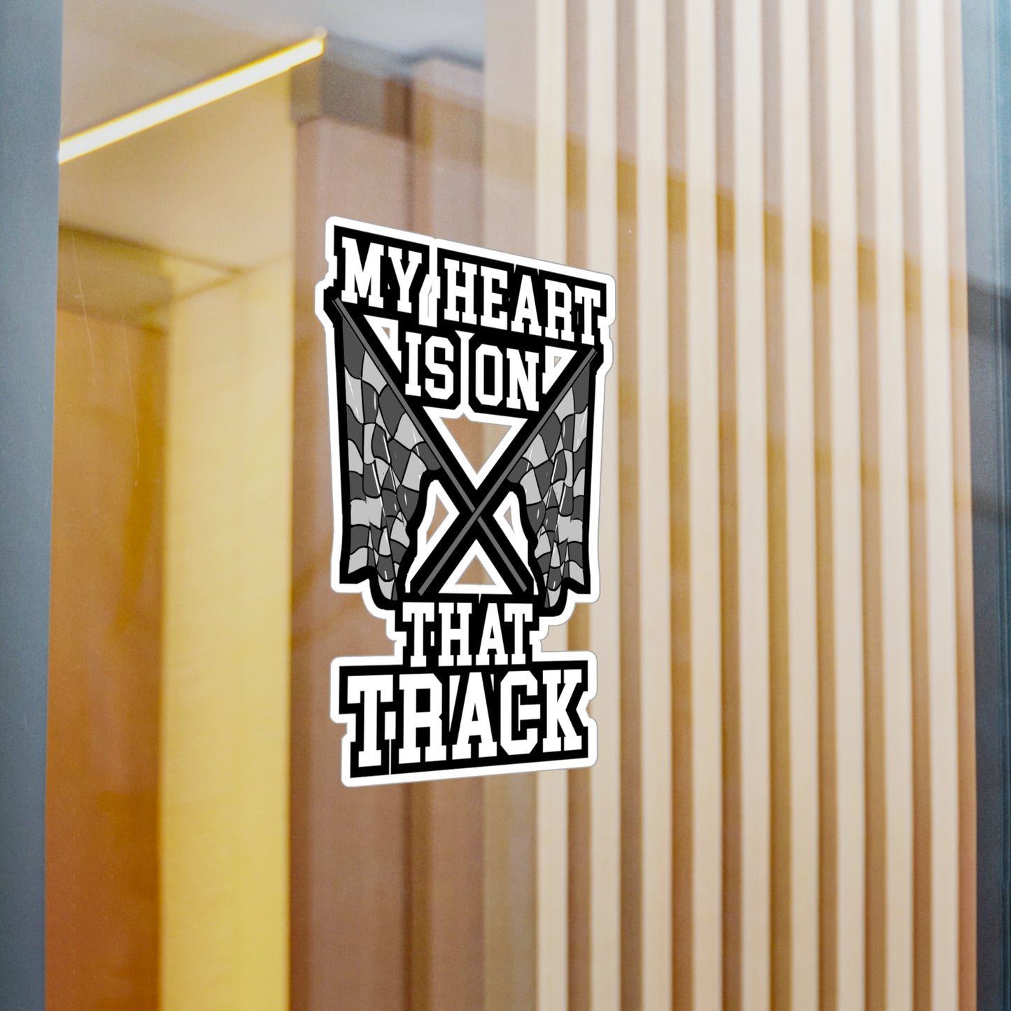 My Heart Is On That Track - Cone Sticker for Laptop Sticker. Water Bottle Sticker, Vinyl Car-racing Decal - Cone Gift