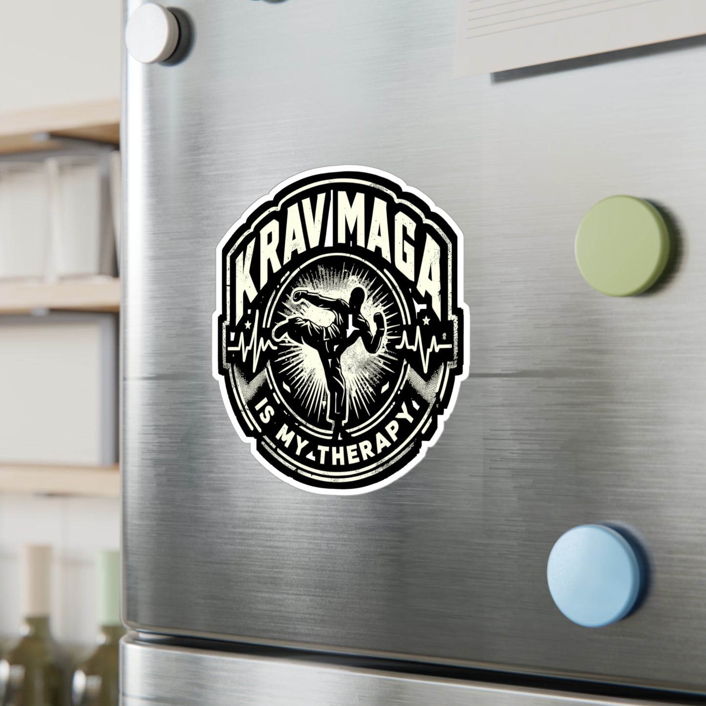 Krav Maga Is My Therapy - Krav Maga Sticker for Laptop Sticker. Water Bottle Sticker, Vinyl Martial arts Decal - Krav Maga Gift