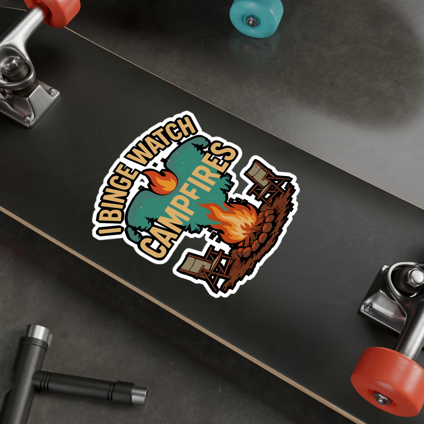 I Binge Watch Campfires – Camping Sticker for Laptop, Water Bottle & Gear | Vinyl Campfire Decal, Outdoor Gift, Adventure Decal
