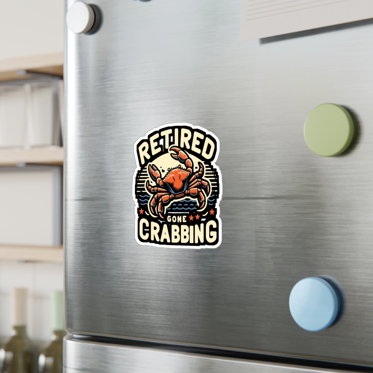 Retired Gone Crabbing - Crab Sticker for Laptop Sticker. Water Bottle Sticker, Vinyl Crabbing Decal - Crab Gift