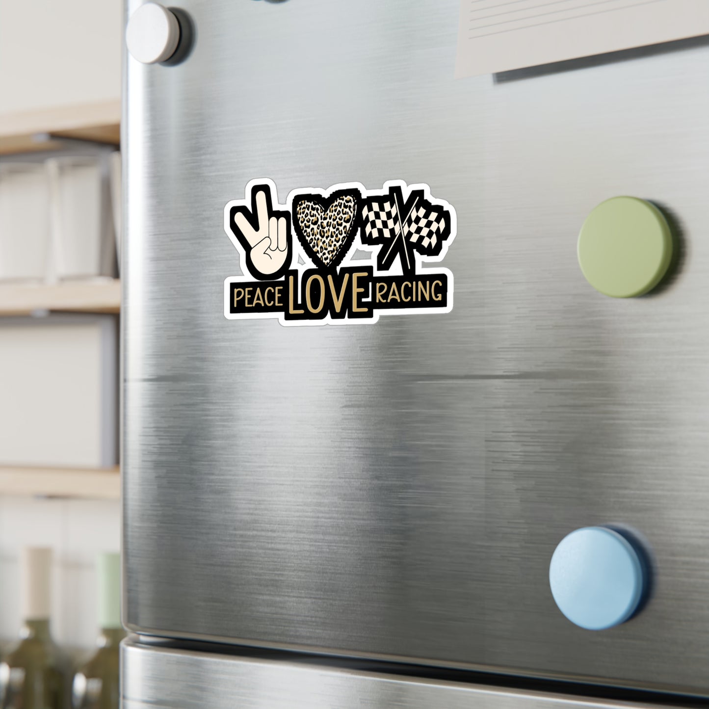 Peace Love Racing - Car-racing Sticker for Laptop Sticker. Water Bottle Sticker, Vinyl Skid Decal - Car-racing Gift