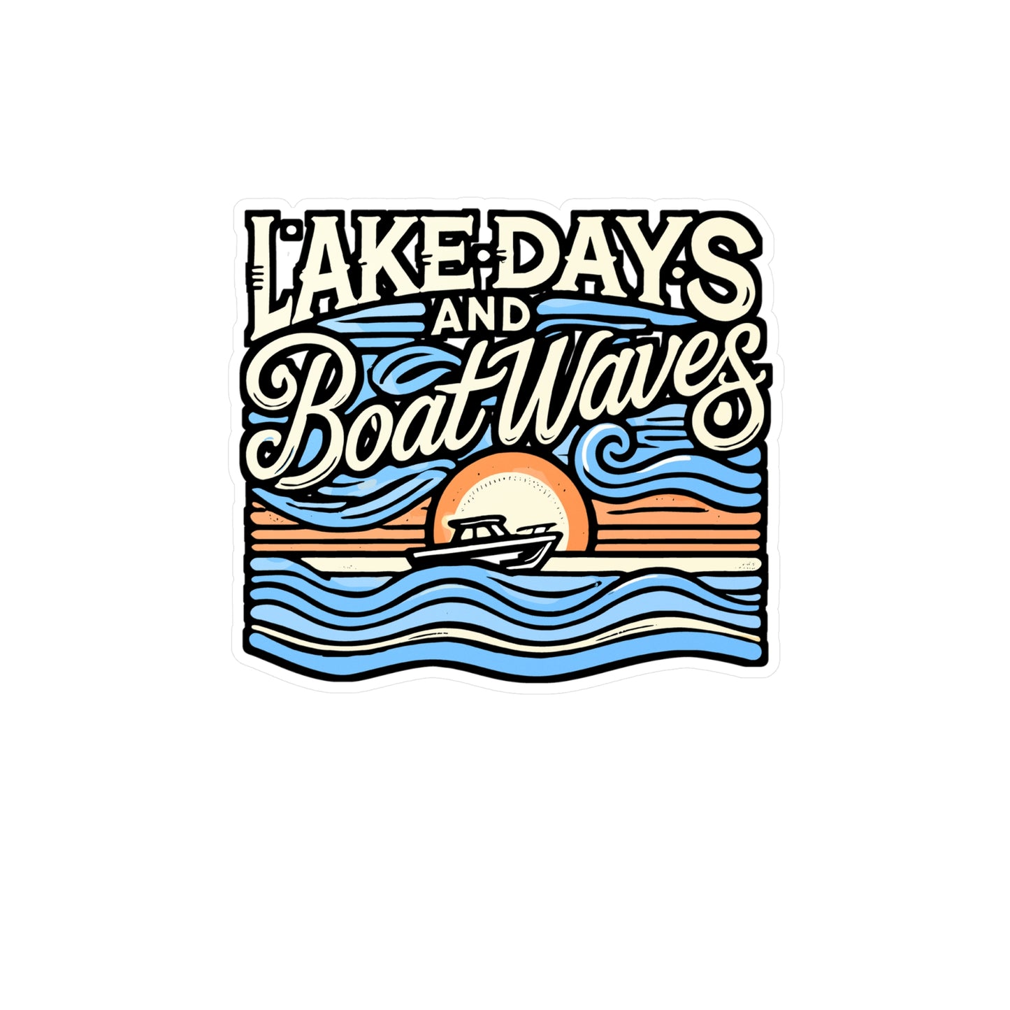 Lake Days & Boat Waves – Vinyl Boating Sticker for Laptop or Water Bottle | Lake Lover Gift, Boating Decal