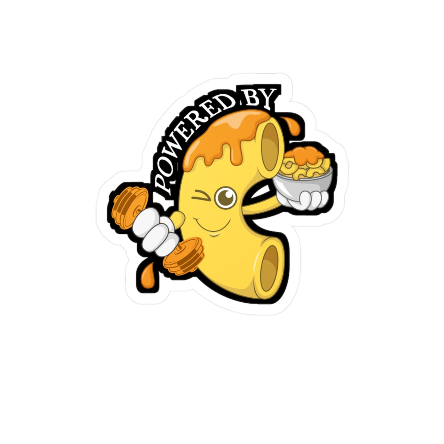 Mac & Cheese Powered By - Macaroni Sticker for Laptop Sticker. Water Bottle Sticker, Vinyl Mac Decal - Macaroni Gift