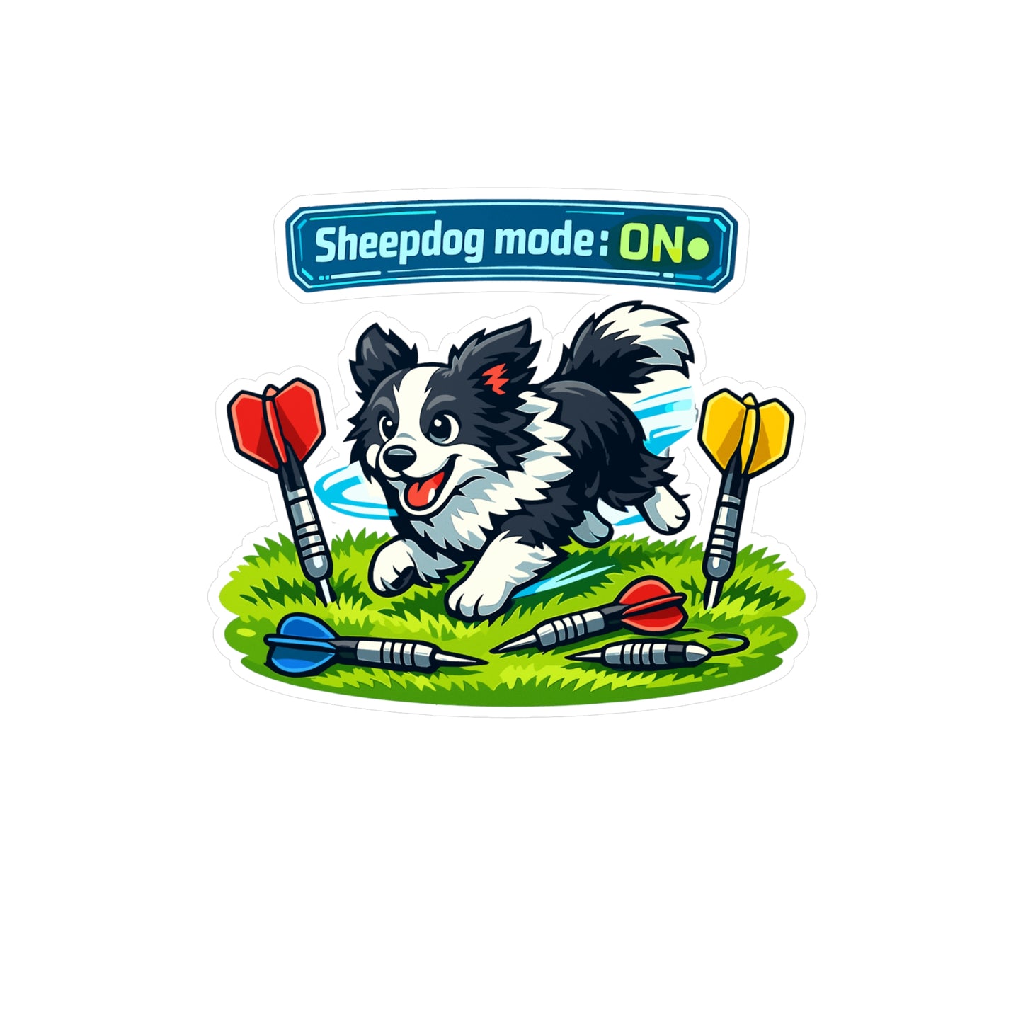 Dart Sticker Sheepdog mode: ON Funny Drinking Team Decals for Dartboard Fans Waterproof Vinyl for Laptop Water Bottle Arrow