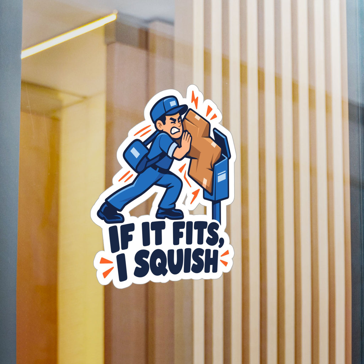 Postal Worker Sticker “If It Fits, I Squish” Funny Rural Carrier Mailbox Decals for Laptop, Water Bottle Waterproof Vinyl
