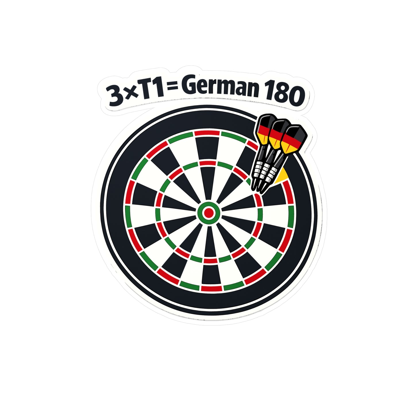 Dart Sticker 3×T1 = German 180 Funny Dartboard Decals, Waterproof Vinyl for Laptop Water Bottle, Drinking Team Arrow Design