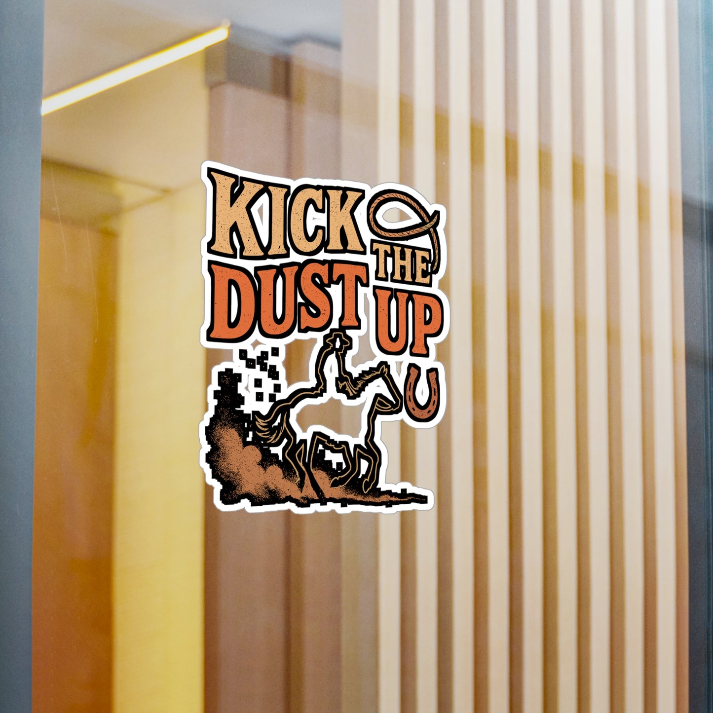 Kick The Dust Up – Cowboy Sticker for Car, Laptop, or Water Bottle | Rodeo Vinyl Decal, Western Gift, Bucking Horse Design