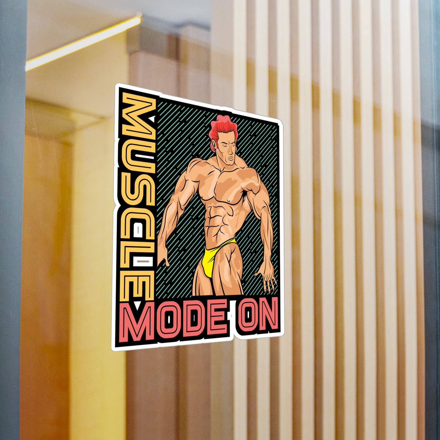 Muscle Mode On - Workout Sticker for Car Window Laptop Sticker. Water Bottle Sticker, Vinyl Gym Decal, Fitness Sticker - Workout Gift