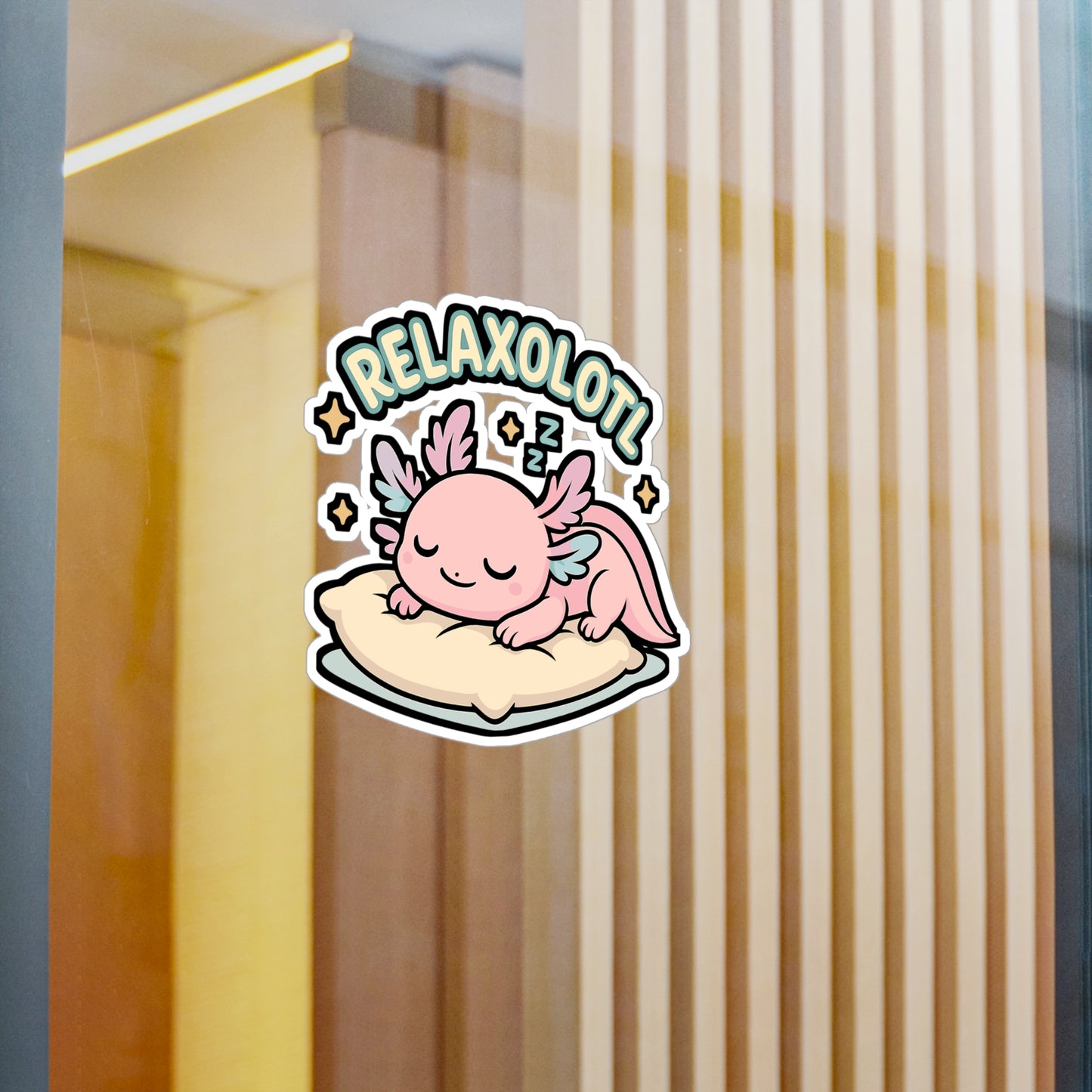 Axolotl Sticker – Relaxolotl Cute Cartoon Decal for Laptop or Water Bottle, Relaxation Vinyl Waterproof Stickers for Kids & Adults