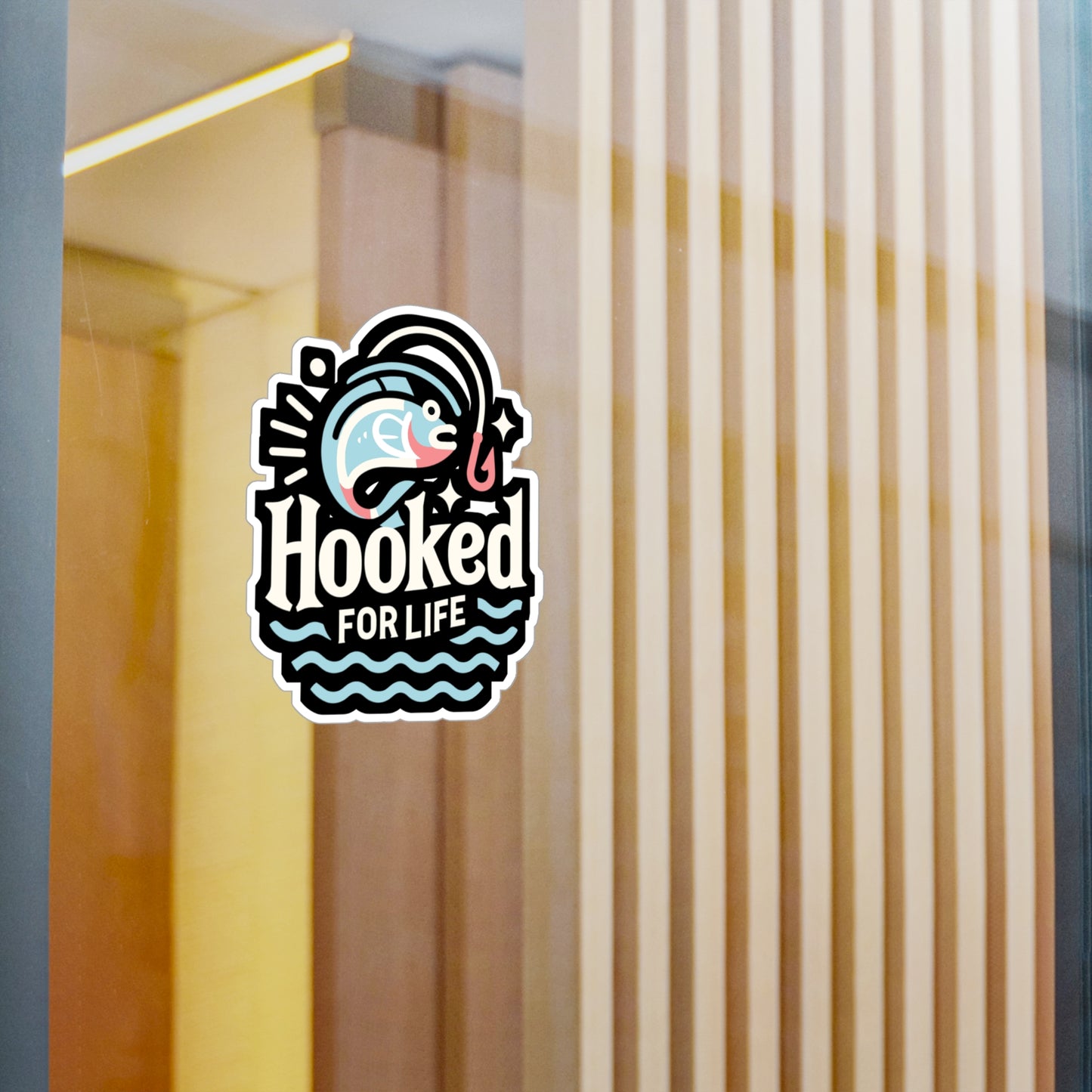 Hooked for life - Fishing Sticker for Car Window Laptop Sticker. Water Bottle Sticker, Vinyl Angling Decal, Lake Sticker - Fishing Gift