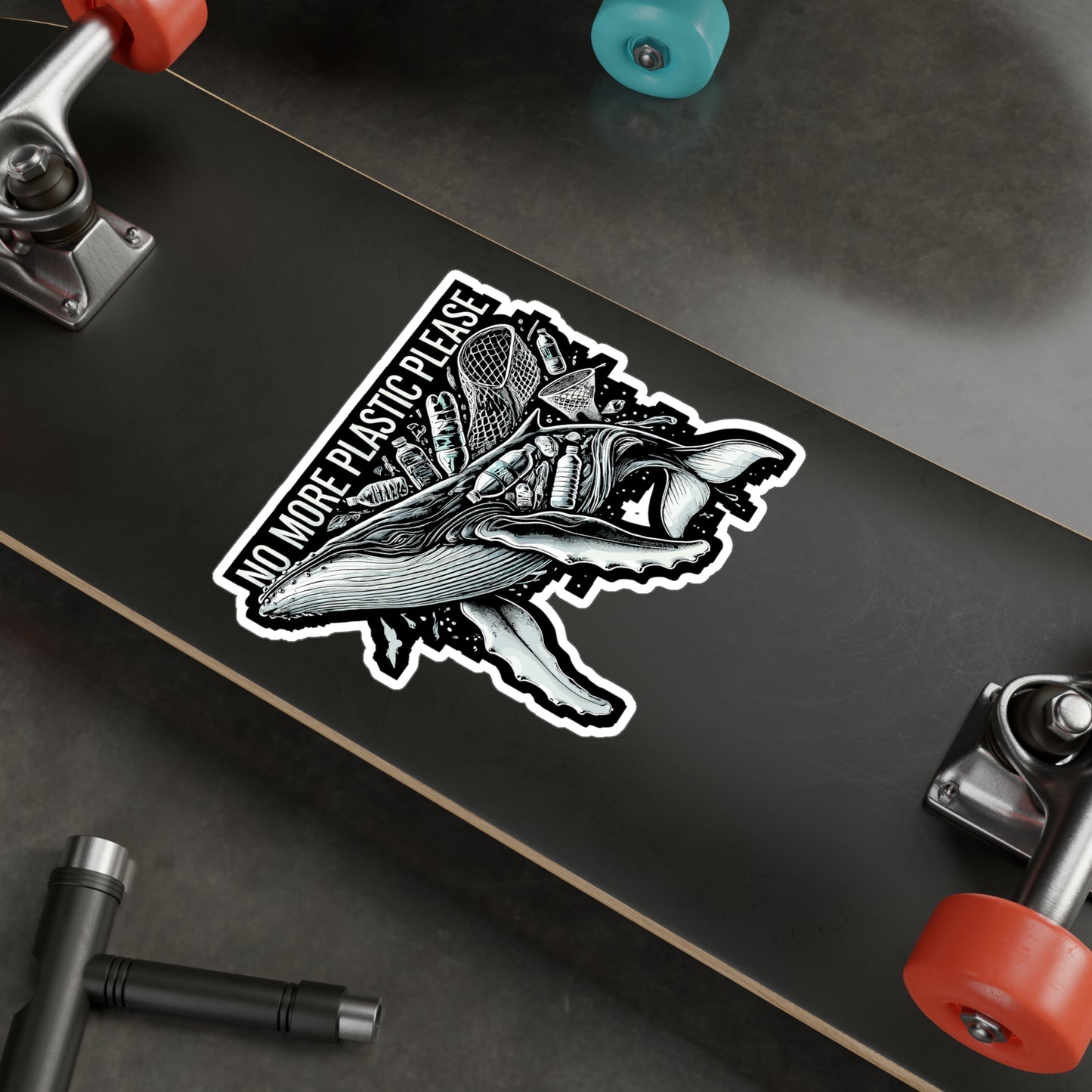 No More Plastic Please - Environment Sticker for Laptop Sticker. Water Bottle Sticker, Vinyl Earth Decal - Environment Gift