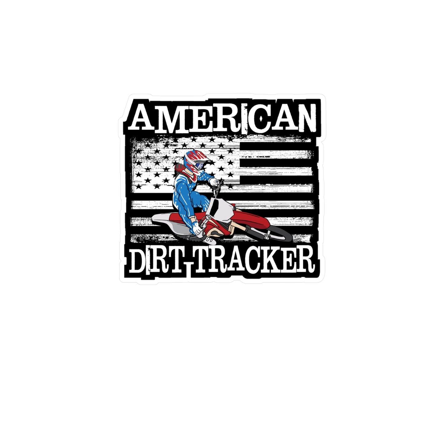 American Dirt Tracker | Flat-track Sticker | Motorcycle Decals | Chrome Laptop Sticker | Flat-track Gift | Motorcycle Gift