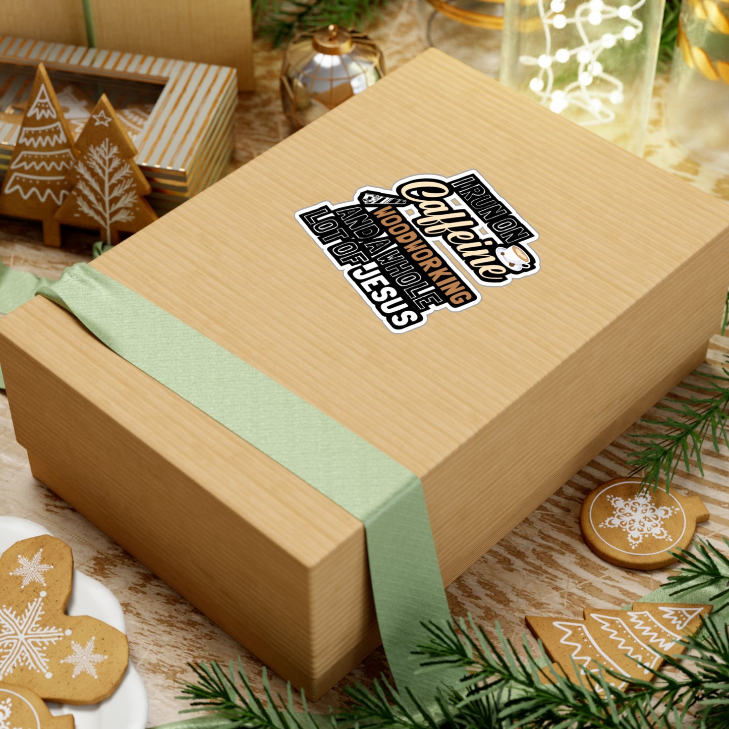 I Run On Caffeine Woodworking And A Whole Lot of Jesus - Carpenter Sticker for Laptop Sticker. Water Bottle Sticker, Vinyl Woodworker Decal - Carpenter Gift