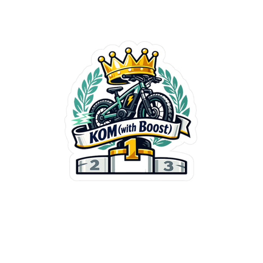 E-Bike Sticker KOM (with Boost) Waterproof Vinyl Decals for Electric Bike, Laptop or Water Bottle, eCycling e Cyclist Style