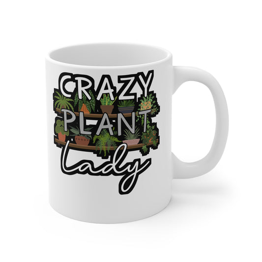 Crazy Plant Lady - Cactus Mug for Coffee 11oz. Cactus Cup, White ceramic, Pricks Mug, Pointed Tea Cup - Cactus Gift