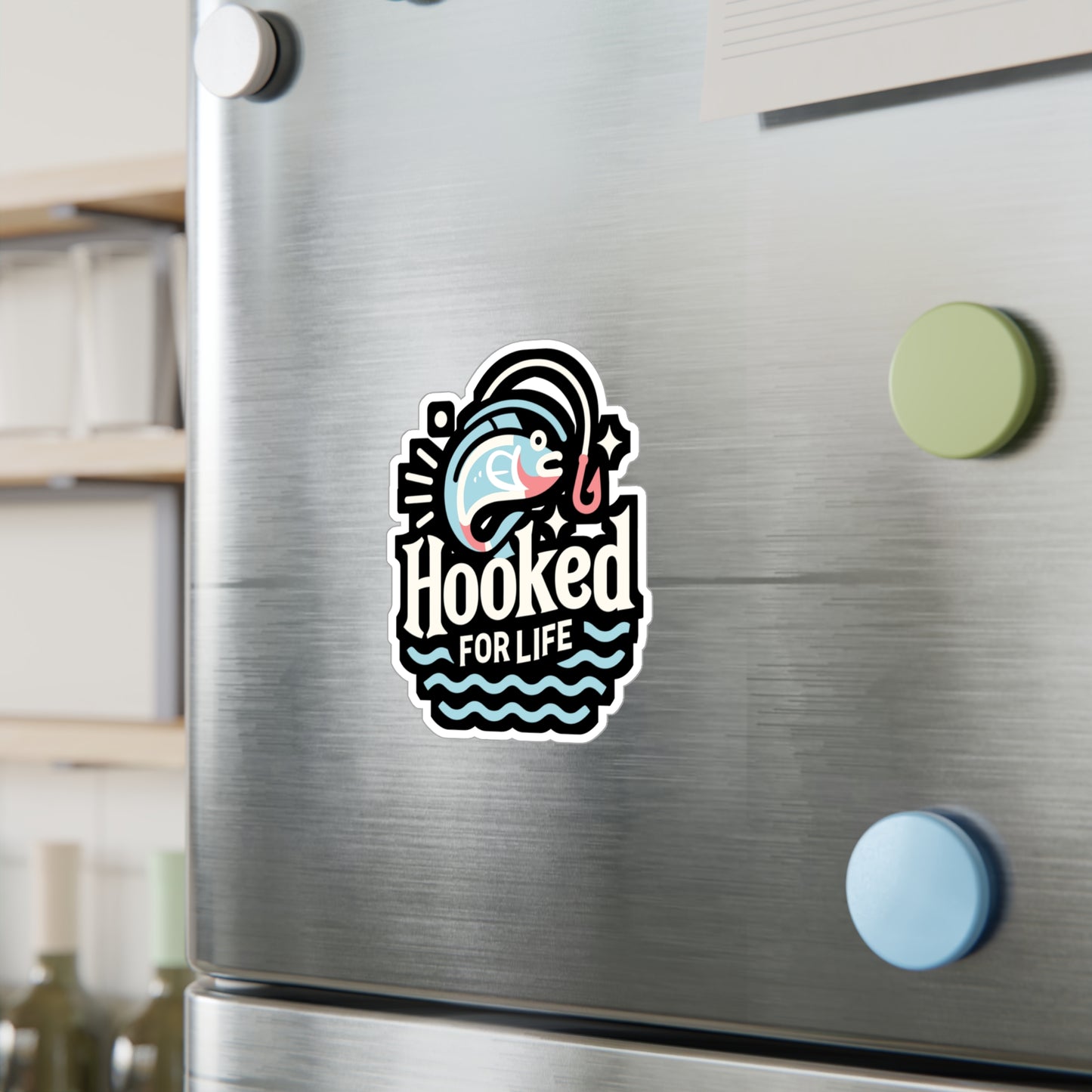 Hooked for life - Fishing Sticker for Car Window Laptop Sticker. Water Bottle Sticker, Vinyl Angling Decal, Lake Sticker - Fishing Gift