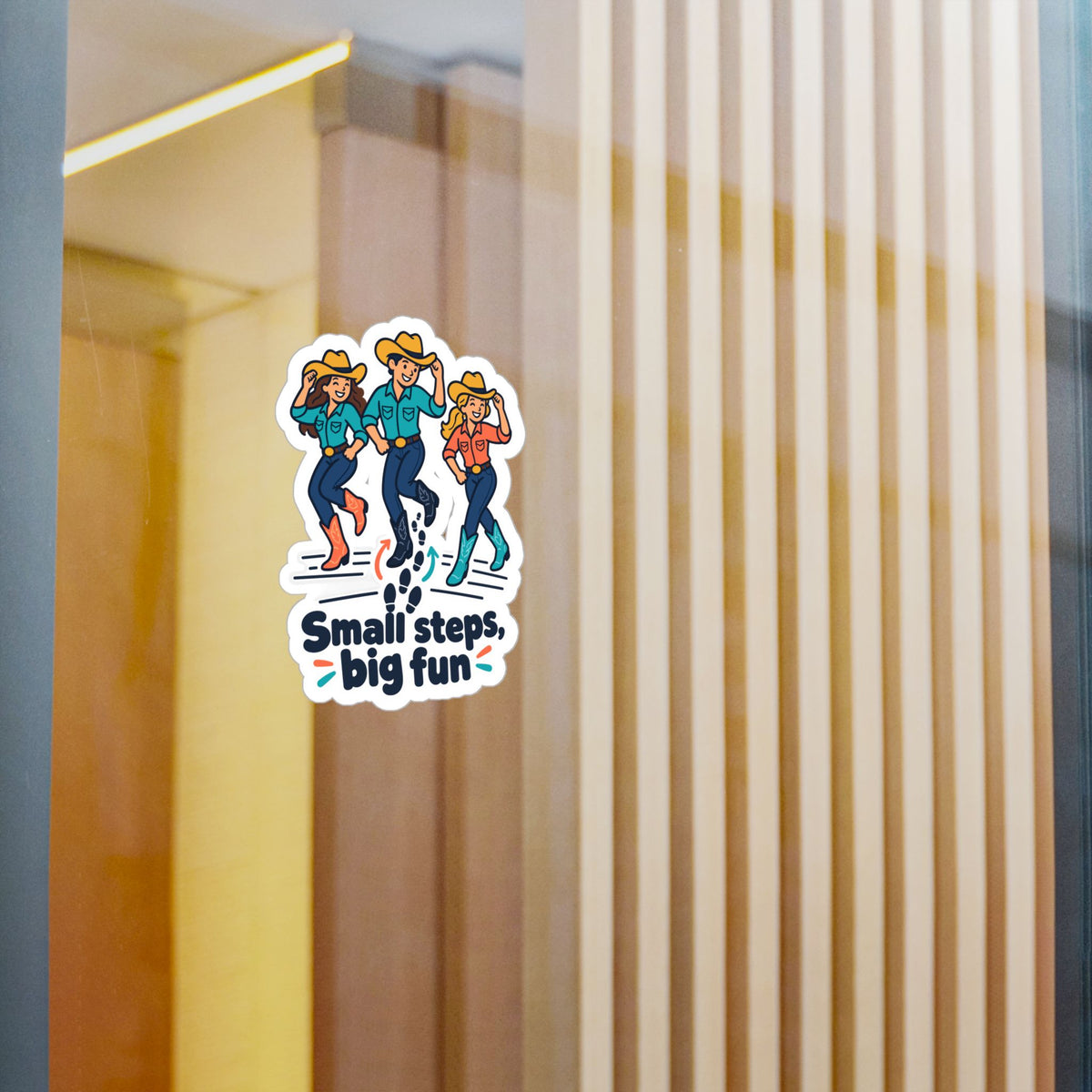 Line Dance Sticker – Small Steps, Big Fun Design for Country Dancers, Western Decals for Laptop & Water Bottle