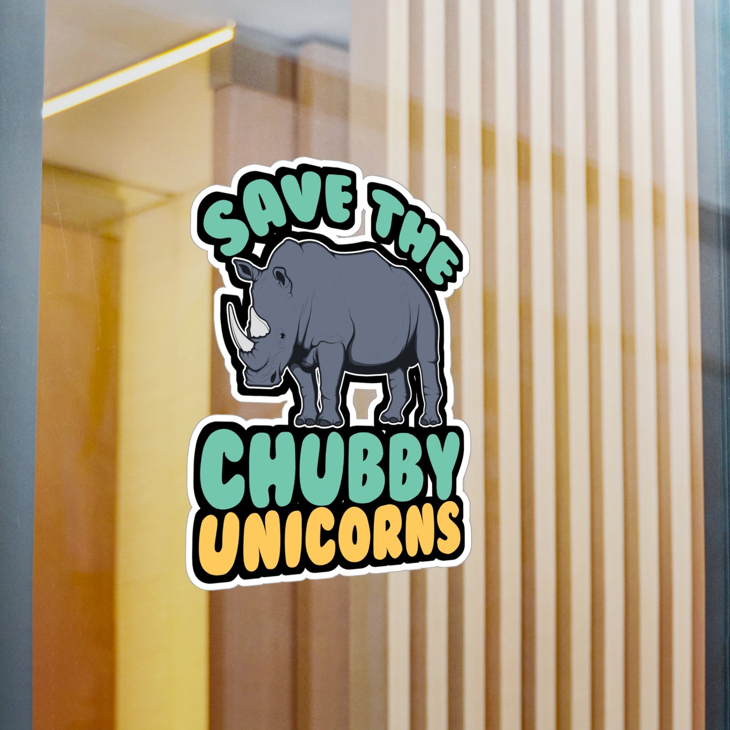 Save The Chubby Unicorns - Rhino Sticker for Laptop Sticker. Water Bottle Sticker, Vinyl Rhinoceros Decal - Rhino Gift