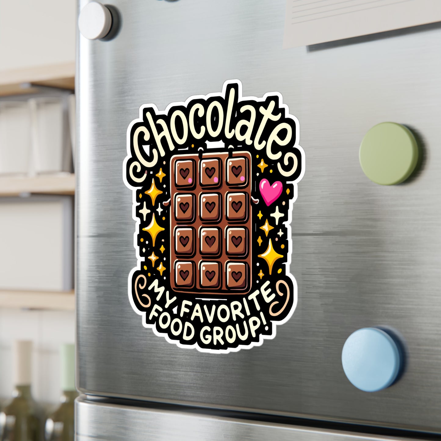 Chocolate My Favorite Food Group - Chocolate Sticker for Laptop Sticker. Water Bottle Sticker, Vinyl Chocolate humor Decal - Chocolate Gift