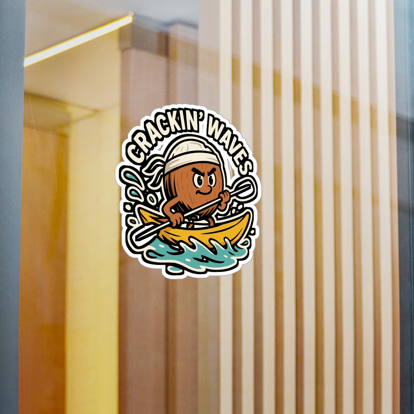 Crackin’ waves - Kayak Sticker for Water Bottle, Laptop – Outdoor Adventure Gift for Kayakers & Paddlers