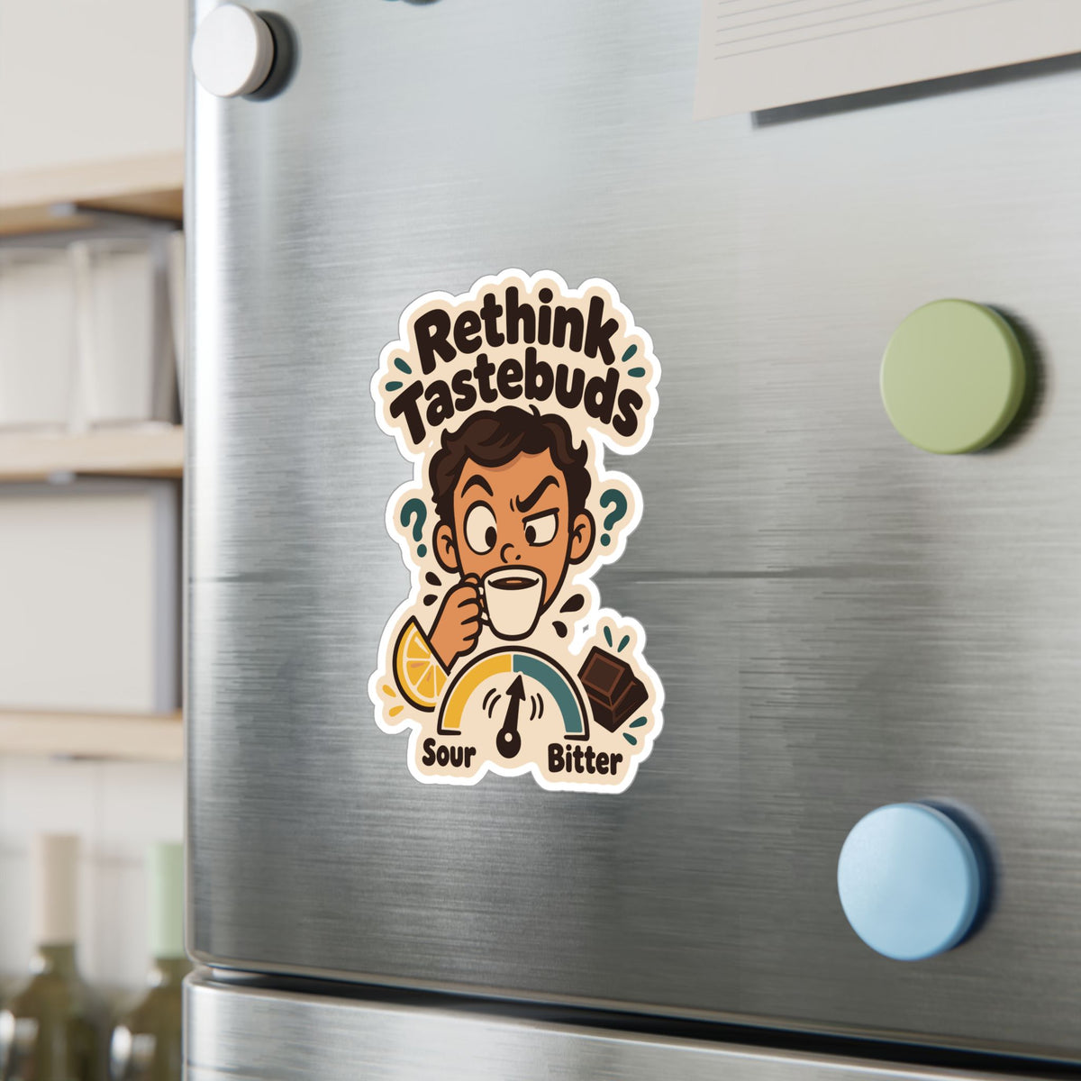 Espresso Sticker "Rethink Tastebuds" – Coffee Lover Decals for Your Grinder or Digital Scale